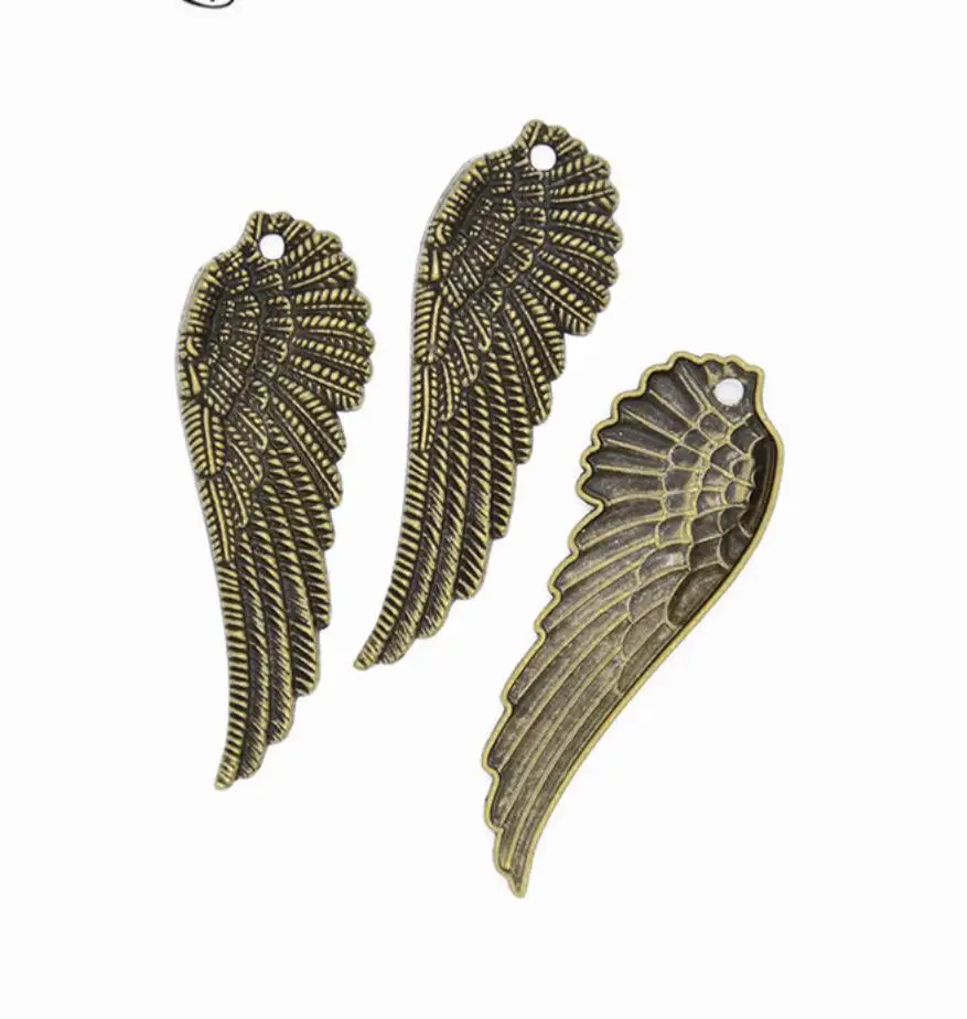 20pcs/lot 51*18mm  Wholesale Metal Mini Angel Wings Charms Pendants Jewelry Making F0385