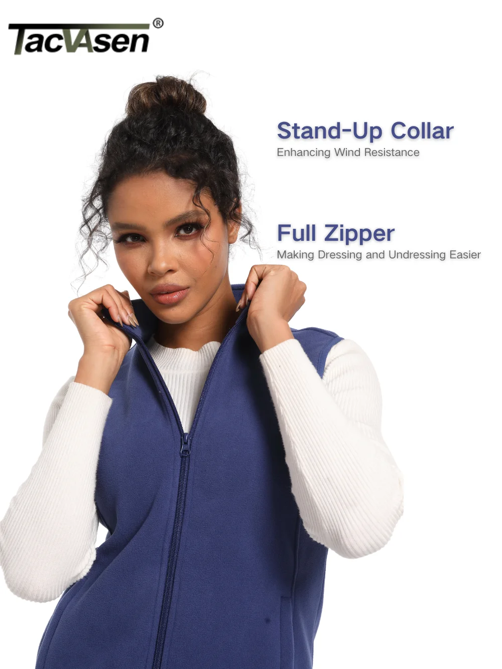 TACVASEN Autumn Winter Soft Warm Vest Womens Fashion Fleece Sleeveless Jacket Lightweight Outdoor Casual Zipper Front Waistcoat 4