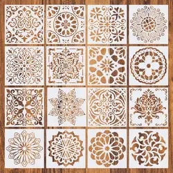 Mandala Dot Painting Stencil Set - 16-Piece for DIY Home Decoration and Craft Projects (A)