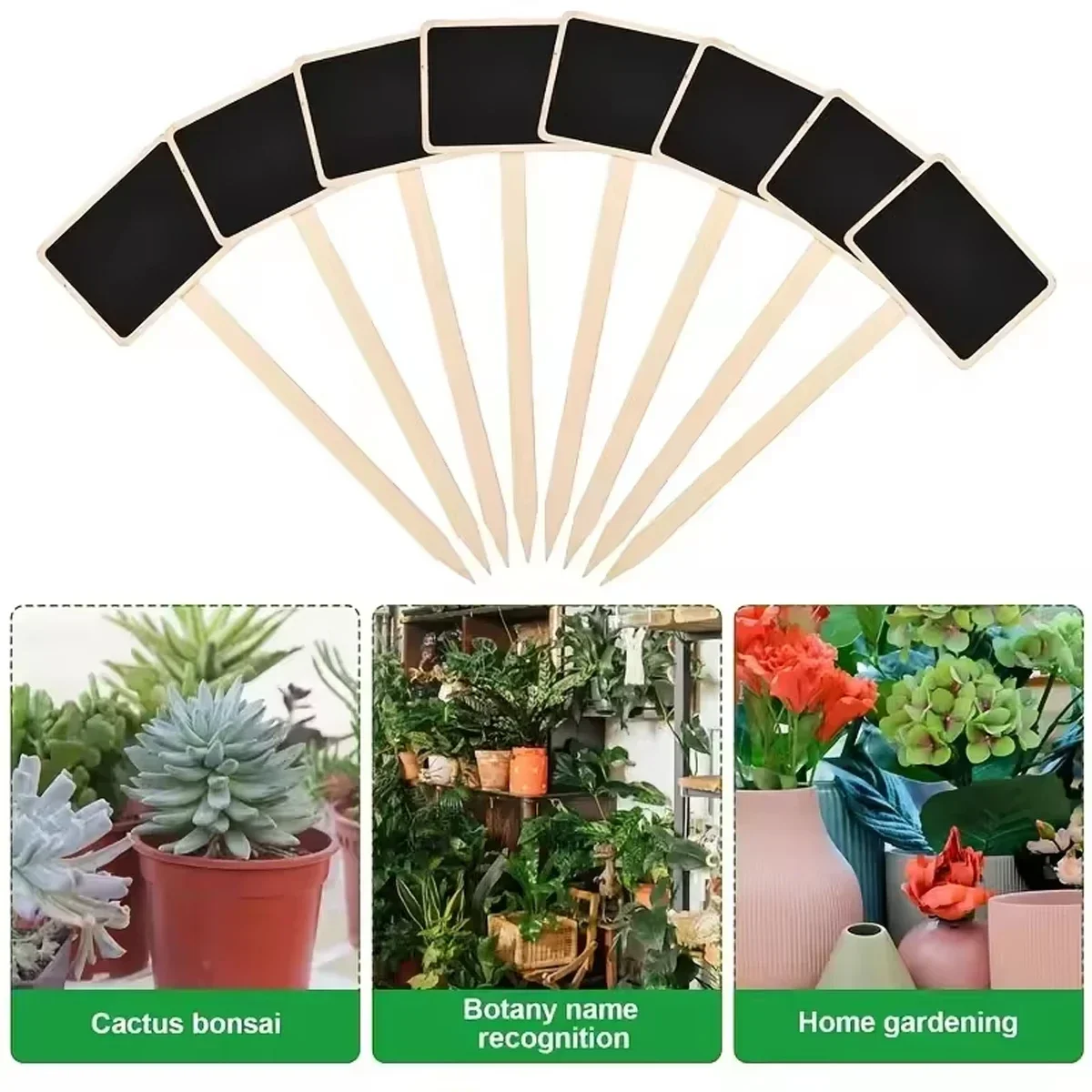 Rustic Wooden Plant Labels, T-Shaped Garden Sign Blackboard Floor Mount