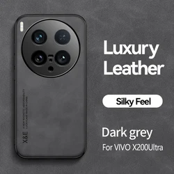 Enhanced Retro Magnetic Suede Leather Shockproof Matte Silicone Soft Case for Vivo X200 (Dark grey)