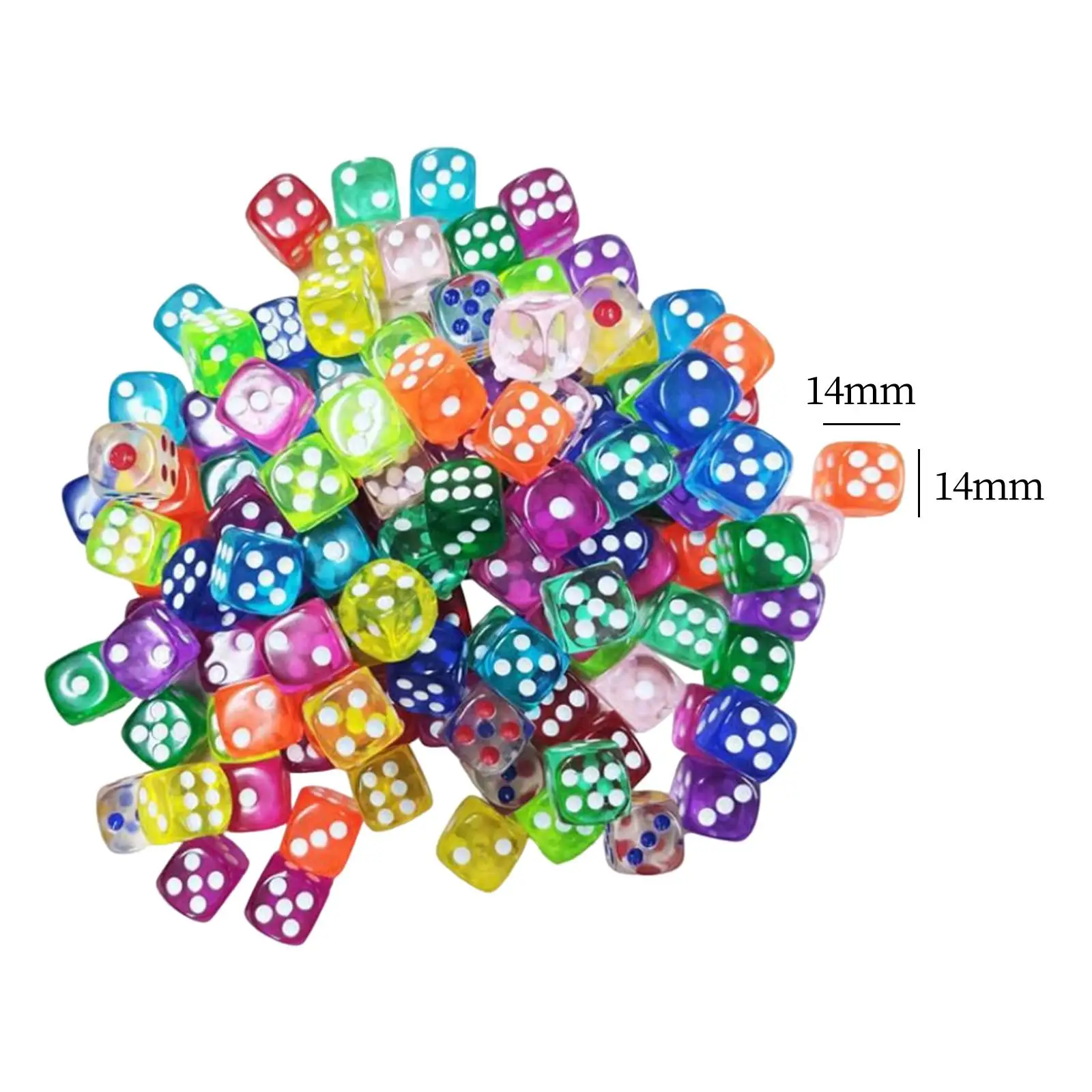 100Pcs Transparent Dice Set Stacking 6 Sided for Board Games Group Events Activity