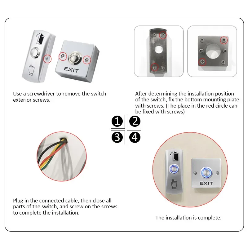 Door Exit Release Button Zinc Alloy Panel GATE Push Switch For Door Access Control System to open door door access button