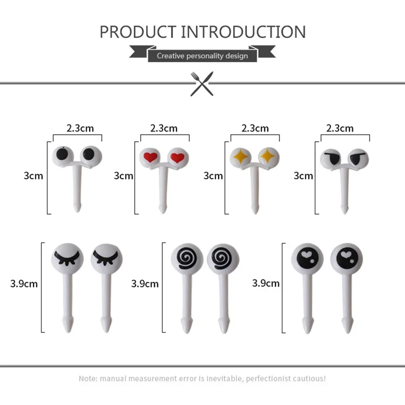 Mini Skewers Cute Cartoon Eyes Kawaii Lunch Bento Box Food Fruit Picks Fork Sticks Sandwich Toppers Decor Fork Fruit Fork Food Toothpicks Food Picks 10Pcs/Set