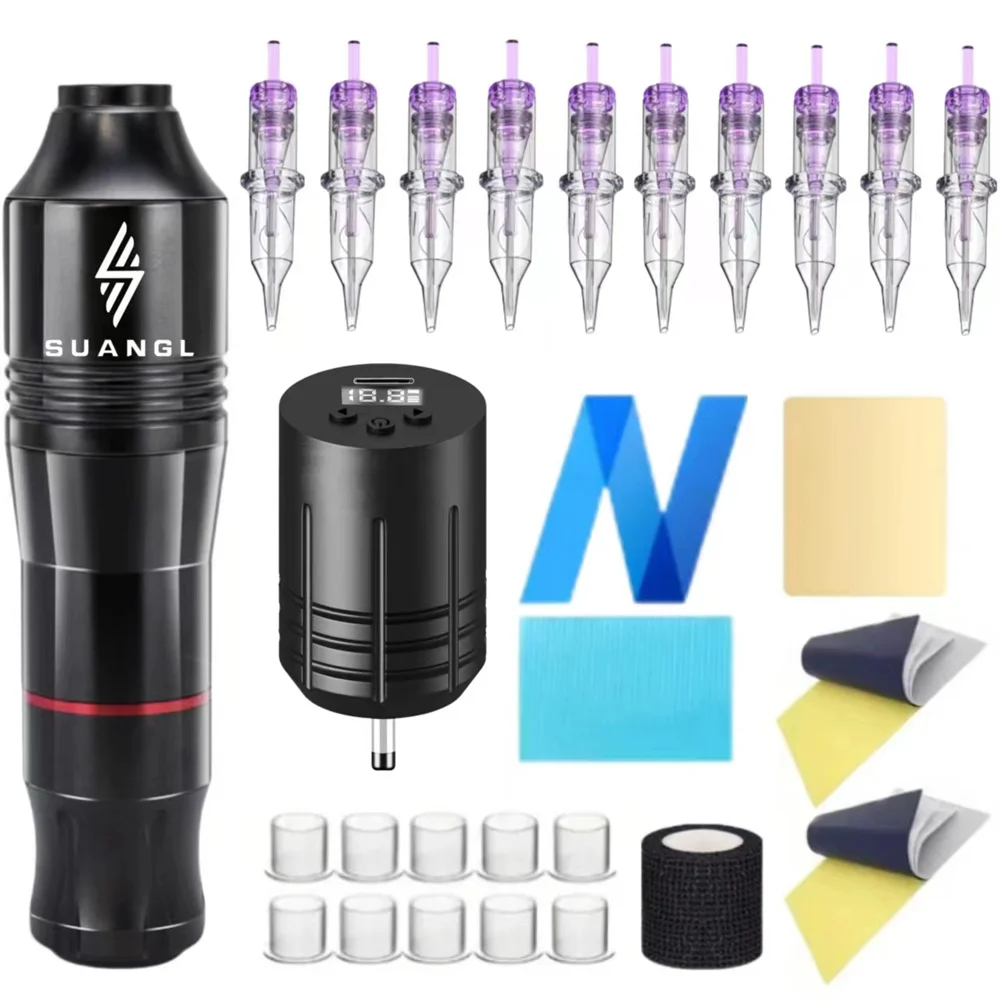 Tattoo Kit Tattoo Machine Kits Tattoo Power Supply Rotary Pen With Cartridge Needles Permanent Make-up Machine For Body Art