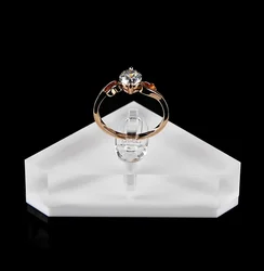 Elegant Acrylic Ring Display Stand - Jewelry Organizer and Holder Tray (Triangle one clip)