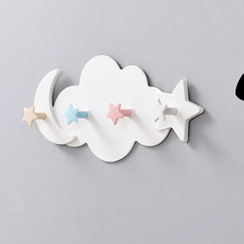 

Self Adhesive Hooks Star Moon Cloud Shape Nail-free Wall Clothes Hooks Room Decorative Key Hanging Hanger Kitchen Storage Hook