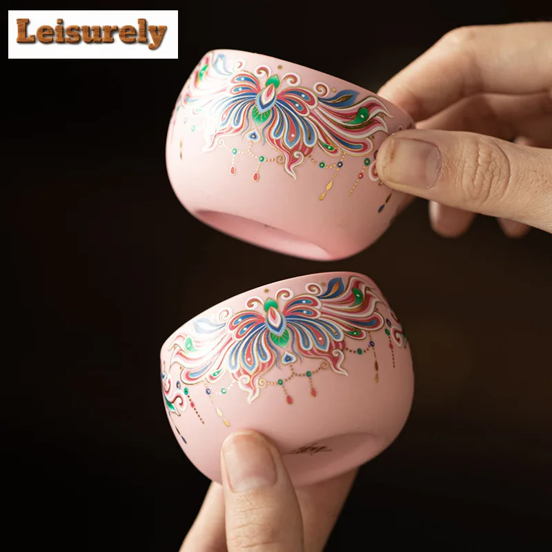 Pink Purple Clay Butterfly Pattern Tea Set Complete Set Luxury Tea Ceremony Set Teapot And Tea Cup Set Cafes Supplies Craft Gift