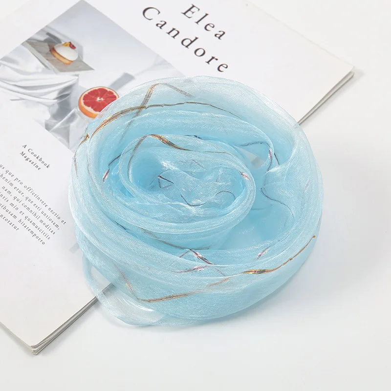 New 60 * 60cm Stage Organza Small Square Scarf Solid Gold Silk Children's Candy Color Versatile Dance Performance Scarf