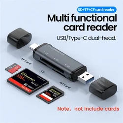 Multifunctional 5 - in - 1 Type C USB Card Reader for SD, TF, CF, and Smart Cards (Black)