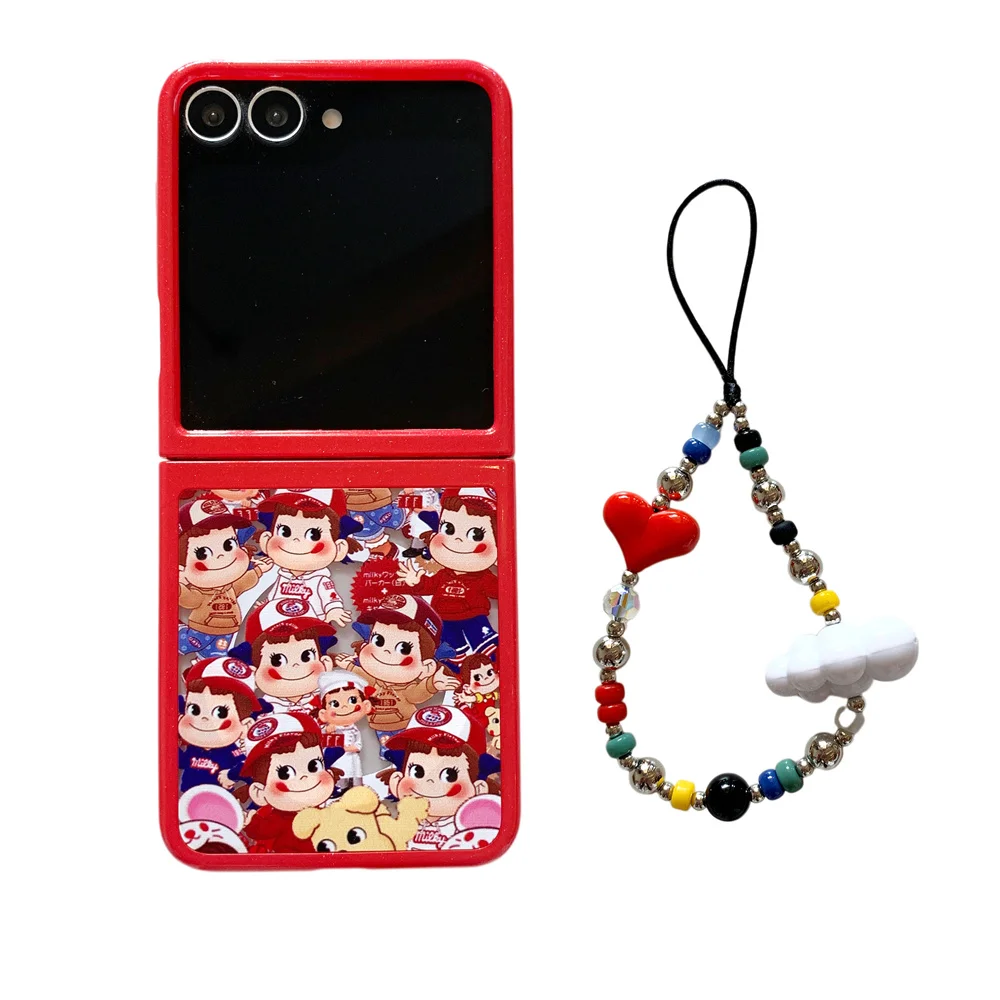 Chic Cartoon Girl Phone Case with Magsafe Stand and Chain - Luxury Stylish Cover