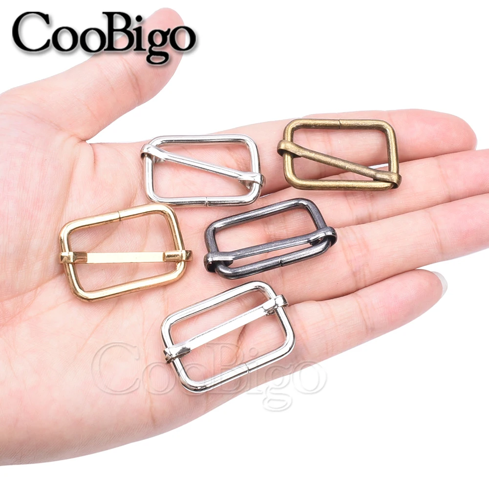 Metal Webbing Slider 10pcs Triglide Slides Rectangle Adjustable Strap Pin Buckle for Belt Bags Luggage DIY Craft Accessories