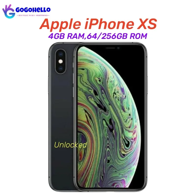 

95% New Unlocked Original iPhone XS 4G Cell Phone 4G RAM 64GB/256GB ROM 5.8"A12 Bionic Chip IOS12 iPhone XS 2658mAh Face ID NFC