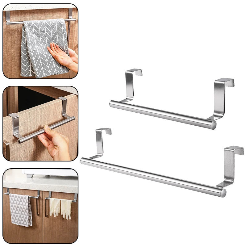 

Towel Racks Over Kitchen Cabinet Door Towel Rack Bar Hanging Holder Bathroom Shelf Rack Home Organizer Long Wall Hook