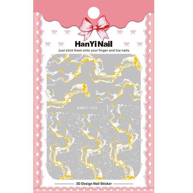 Gold Sliders 3D Nail Stickers Geometric Swirl Wave Liners Stripe Adhesive Slider Transfer Decal DIY Nail Art Decorations