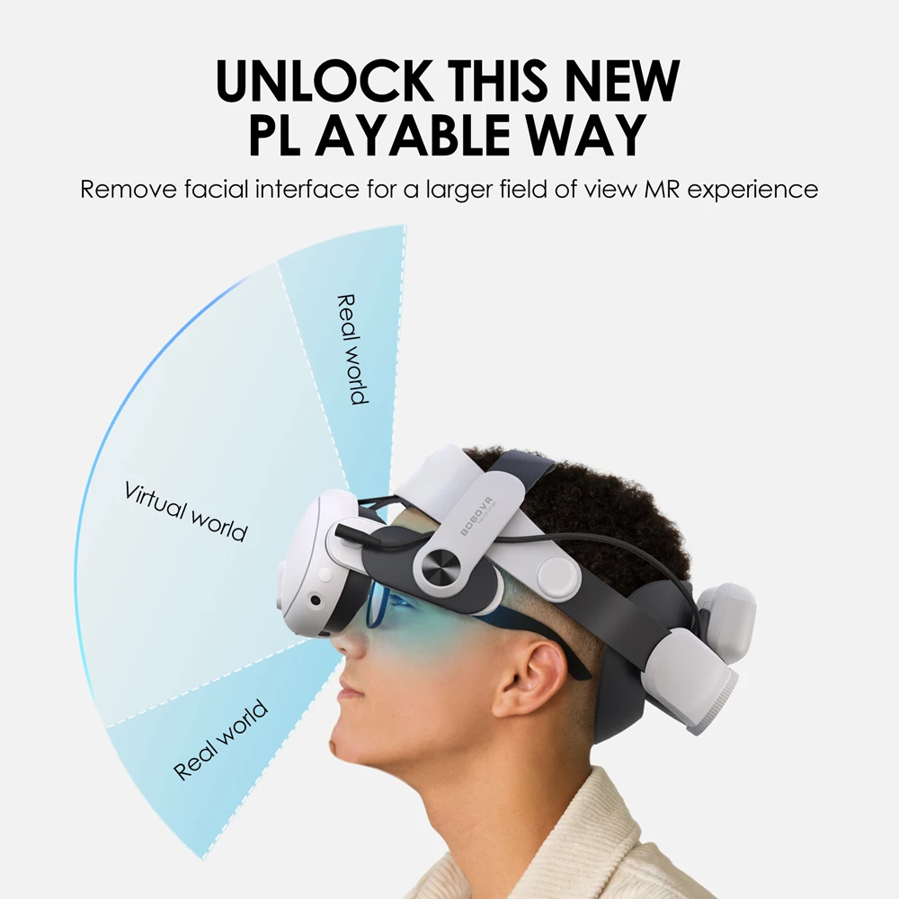 快適なバッテリーヘッドBOBOVR-M3プロ,メタクエスト3互換,ライトバンド 