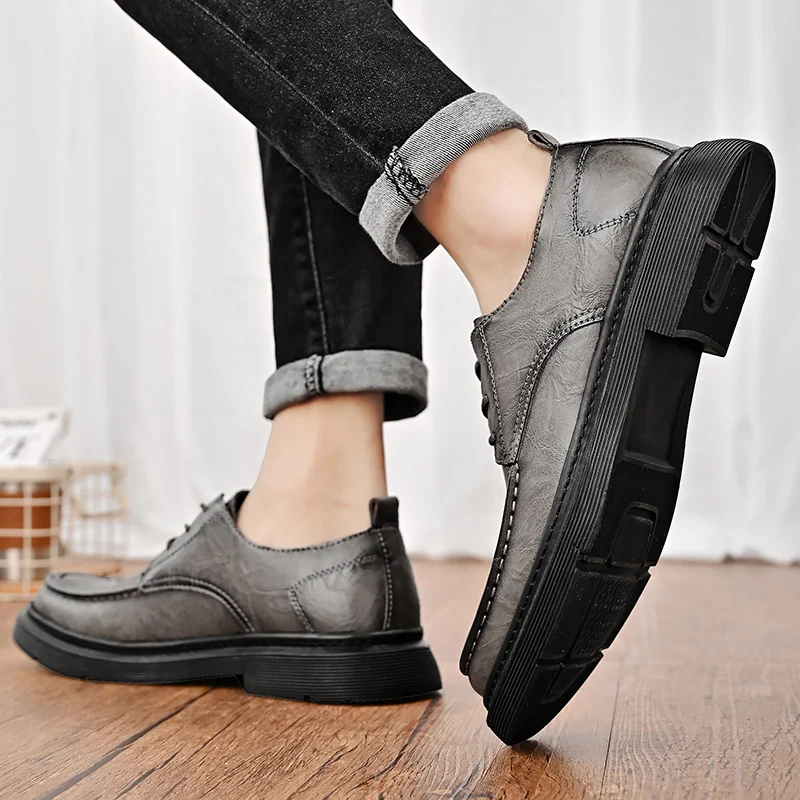 Casual Leather Shoes for Men Slip Comfy Lightweight Walking Shoes Lightweight _voghion.com