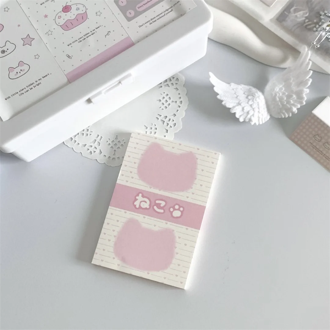 Kawaii Rosa Katzen-Notizblock 50 Blatt Niedliche Pfoten-Klebezettel A7-Format Notizblock für Journaling Studium Büro Schule Schreibwaren – Detail 11