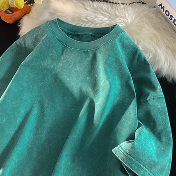 Quality Oversized Acid Washed Y2K T Shirt men Vintage T-shirts Streetwear Mineral Wash Tee Shirts boy Loose Luxury Brand Tops 5