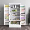 47” Kitchen Pantry Cabinet, White Freestanding Buffet Cupboards Sideboard with Doors & Adjustable Shelves Kitchen Pantry Storage 1
