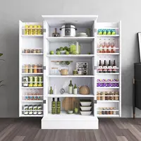 47” Kitchen Pantry Cabinet, White Freestanding Buffet Cupboards Sideboard with Doors & Adjustable Shelves Kitchen Pantry Storage 1