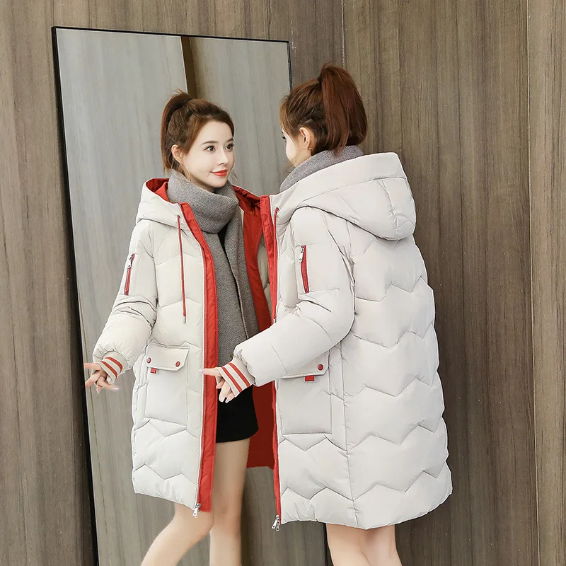 

2023 new mid length bread jacket, loose down cotton jacket, thickened oversized jacket, cotton jacket for women