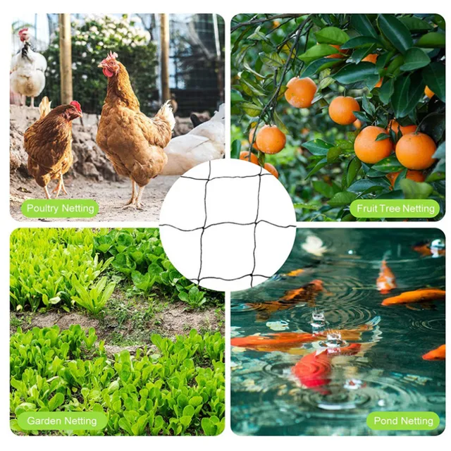 Anti Madár Madármegelőzés Háló Gyümölcs Növény Növényi Fák Kertjéhez 2Cm Nettó Lyuk 5X15/20 M-Es Fekete Nylon Madárháló - Image 4