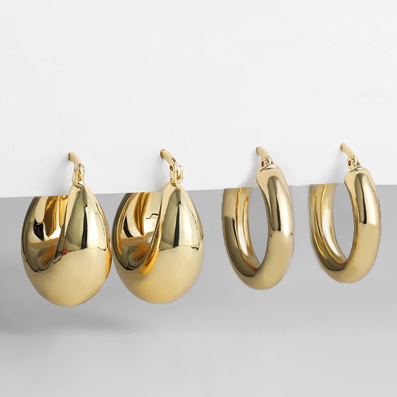 Pendientes De Aro Redondos Bañados En Oro 18k - Acero
