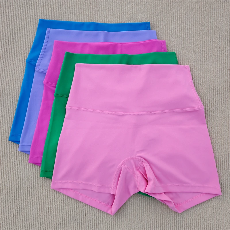 Sexy Yoga Shorts Women's Sports Shorts Gym Solid Color Fitness High Waist Hip Hot Girl 3-Point Pants Naked And Traceless