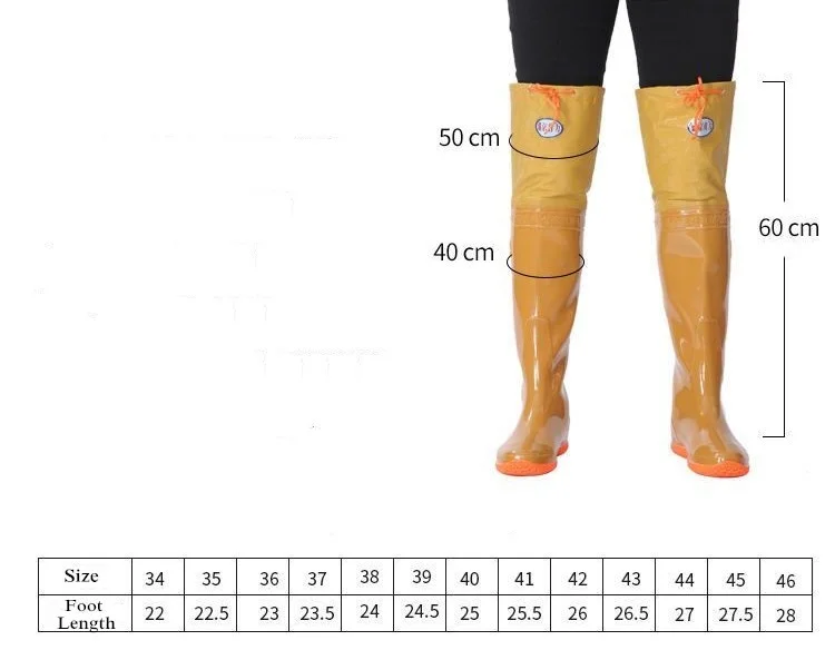 Outdoor Fishing Wading Pants Shoes Men Womens High Tube Knee Length PVC Waterproof Rain Boots Non-slip Water