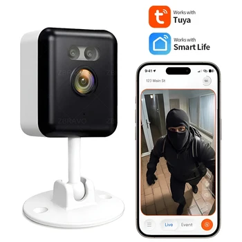 Tuya Smart Life 2K 5MP Indoor Mini WiFi Camera Home Security CCTV Motion Detection Siren Alarm Baby Monitor Color Night Vision 1
