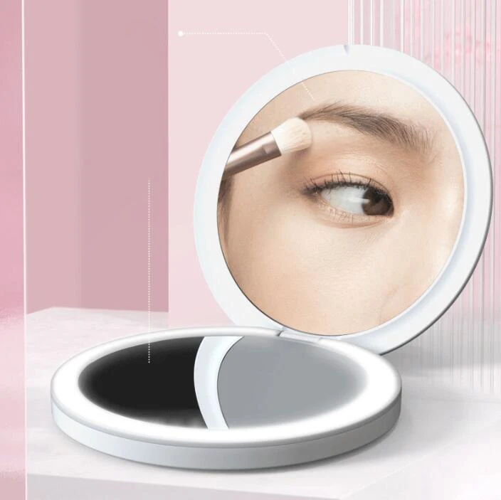 

makeup cosmetic folding portable compact mirror LED Light Makeup Mirror Compact Mirror Magnification