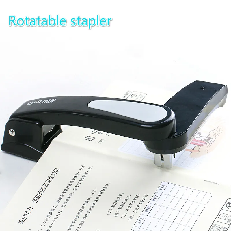 360 rotatable Heavy Duty Stapler Use 24/6 Staples Effortless Long Stapler School Paper Staplers Office Bookbinding Supplies Rotary Stapler Rotatable Stapler