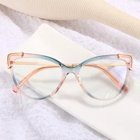 Trend Optical Reading Glasses Blue Light Filter Fashion Transparent Cat Eye Glasses Frame TR90 Women's Prescription Eyeglasses + 2