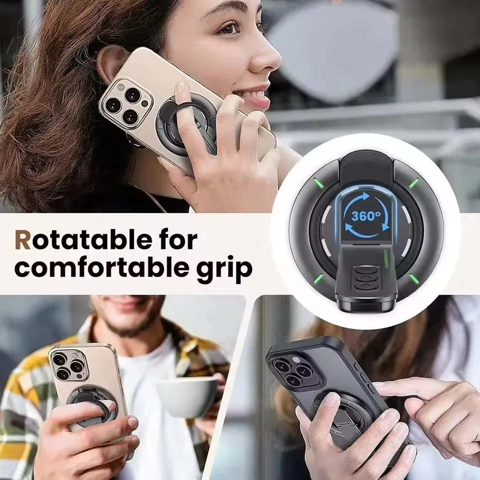 Dual-Sided Magnetic 360° Rotating Phone Holder & Stand - Portable Multi-Function Grip