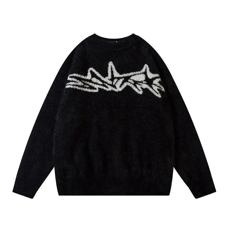 

Deeptown Gothic Black Sweater Women Oversized Korean Streetwear Vintage Knitted Jumper Hiphop Knitwear Goth Grunge Y2k Pullover