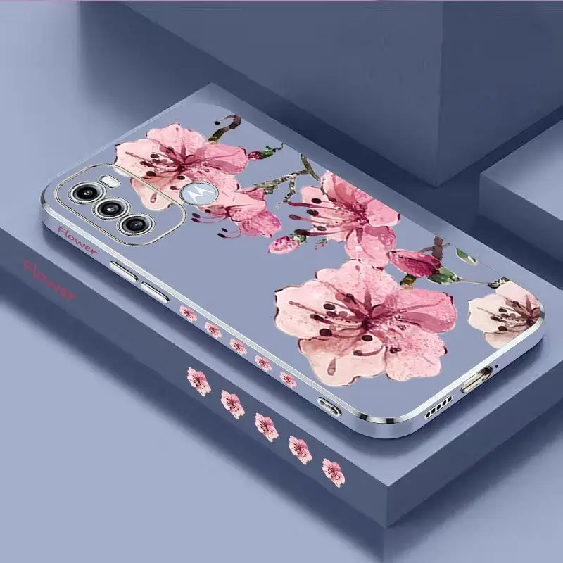 Ink Peach Blossoms Luxury Plating Phone Case Cover