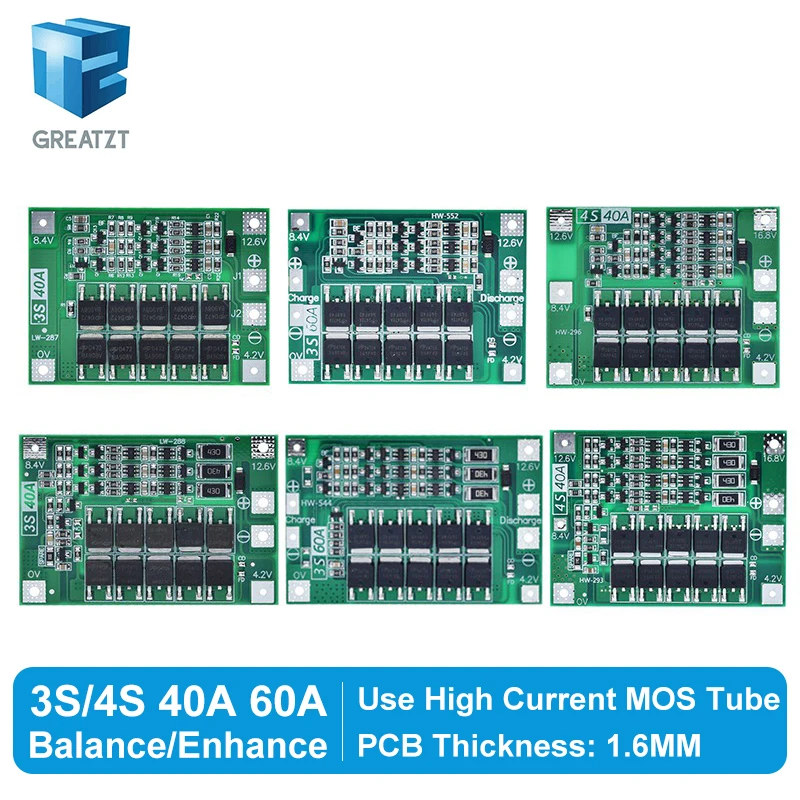 Enhanced Lithium Battery Charger Protection Board with Balance Function, 40A-60A Capacity