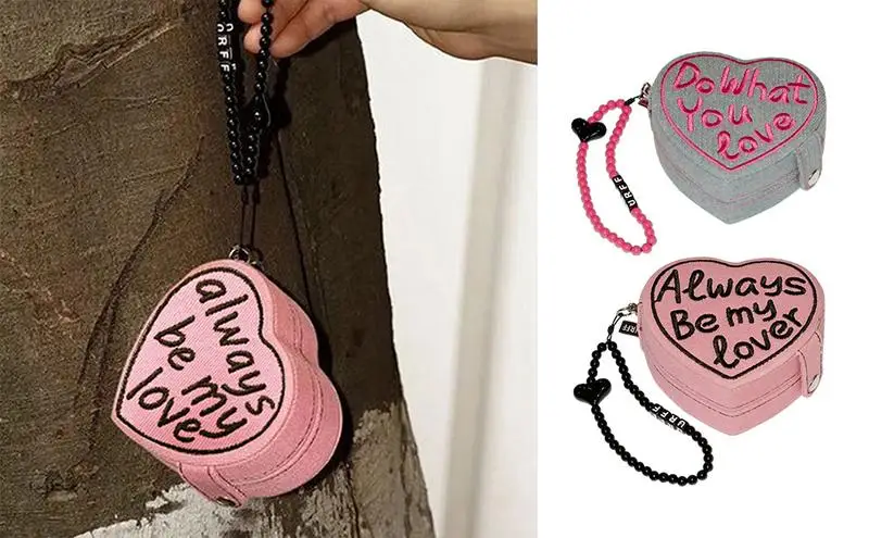 

Travel Jewelry Box Heart Shaped Portable Storage Organizer Home Travel Earrings Necklace Storage Case For Women Ring Organizer