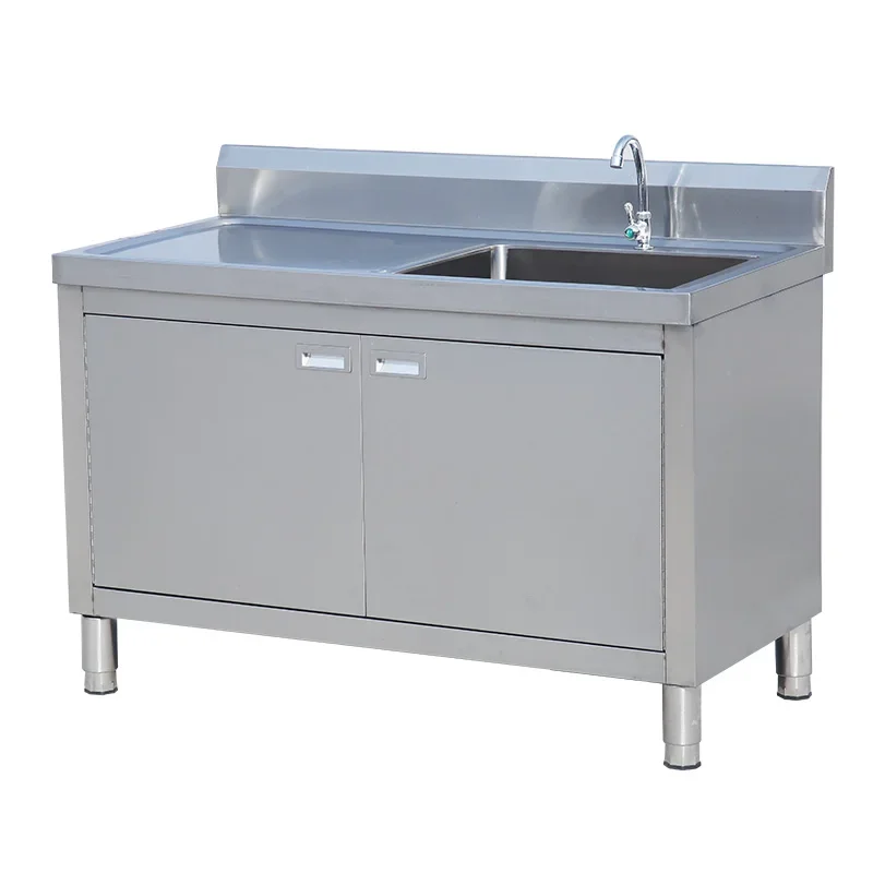 

Kitchen Stainless Steel Sink Cabinet Floor Integrated Washing Basin with Console