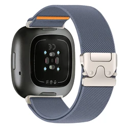 Breathable Fabric Woven Nylon Sport Strap Bracelet - Fitbit Versa 3 (Blue - black buckle)
