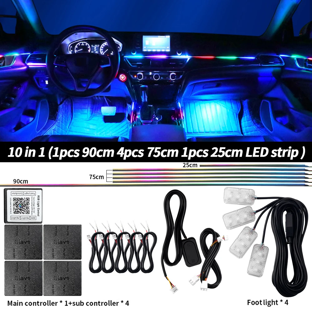 ตัวเลือกสินค้า แถบไฟ LED ปรับสีได้ 213 สี สำหรับตกแต่งภายในรถ