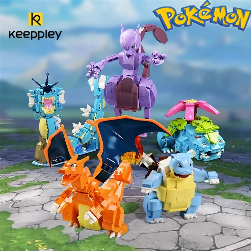 Keeppley Pokemon Building Blocks Puzzle Assembly Toys Kawaii Regalo Di Compleanno Charizard Gyarados Mewtwo Venusaur Model
