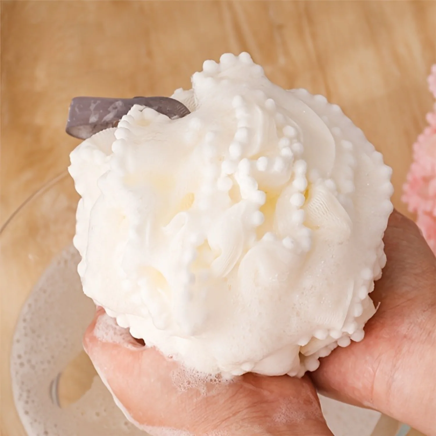 1/2pcs Mesh Shower Loofah, Rich Foam Bath Ball, Wipe Net Flower, Soft Bathroom Foaming Accessorioes,