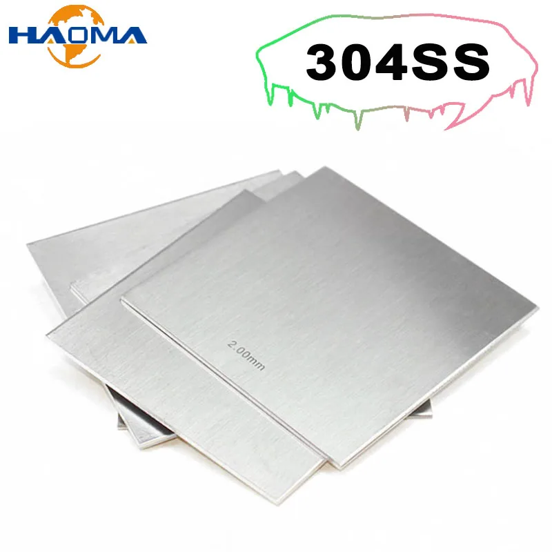 1Pc 304 Stainless Steel Square Plate Polished Plate Sheet Thick Thin Thickness 0.8/1/1.5/2/3mm