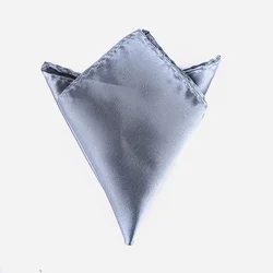 Luxury Men's Solid Color Pocket Square in White, Black, and Red - Premium Polyester Handkerchief 22*22CM (Middle Grey)
