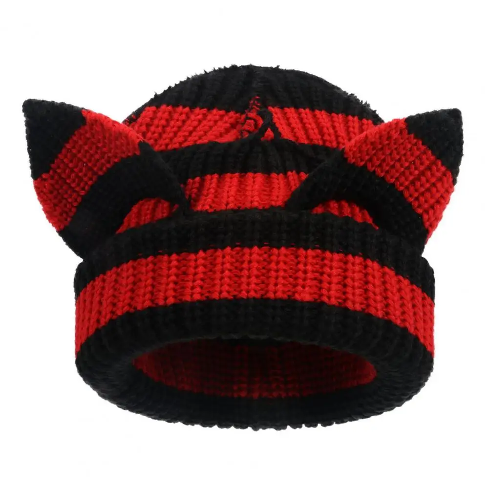 Devil Ear Knit Hat Warm Stylish Women's Winter Hat with Demon Ear Design Thick Knitted Beanie for Cold Weather for Outdoor