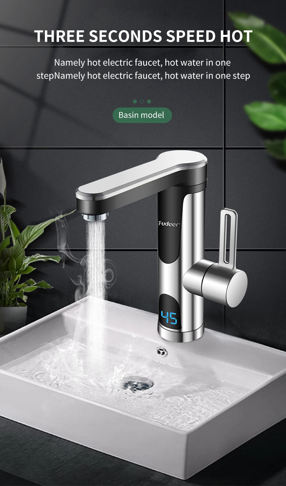 Instant Water Heater Faucet Tap 220v 3400w Tankless Hot Cold Electric  Display - Kitchen Aid/demand Water Heaters - Aliexpress