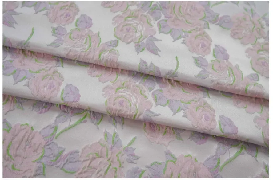 Eleganter Rosen garn gefärbter Jacquard stoff weiche Damen kleider tasche dekorativer Näh stoff – Detail 6