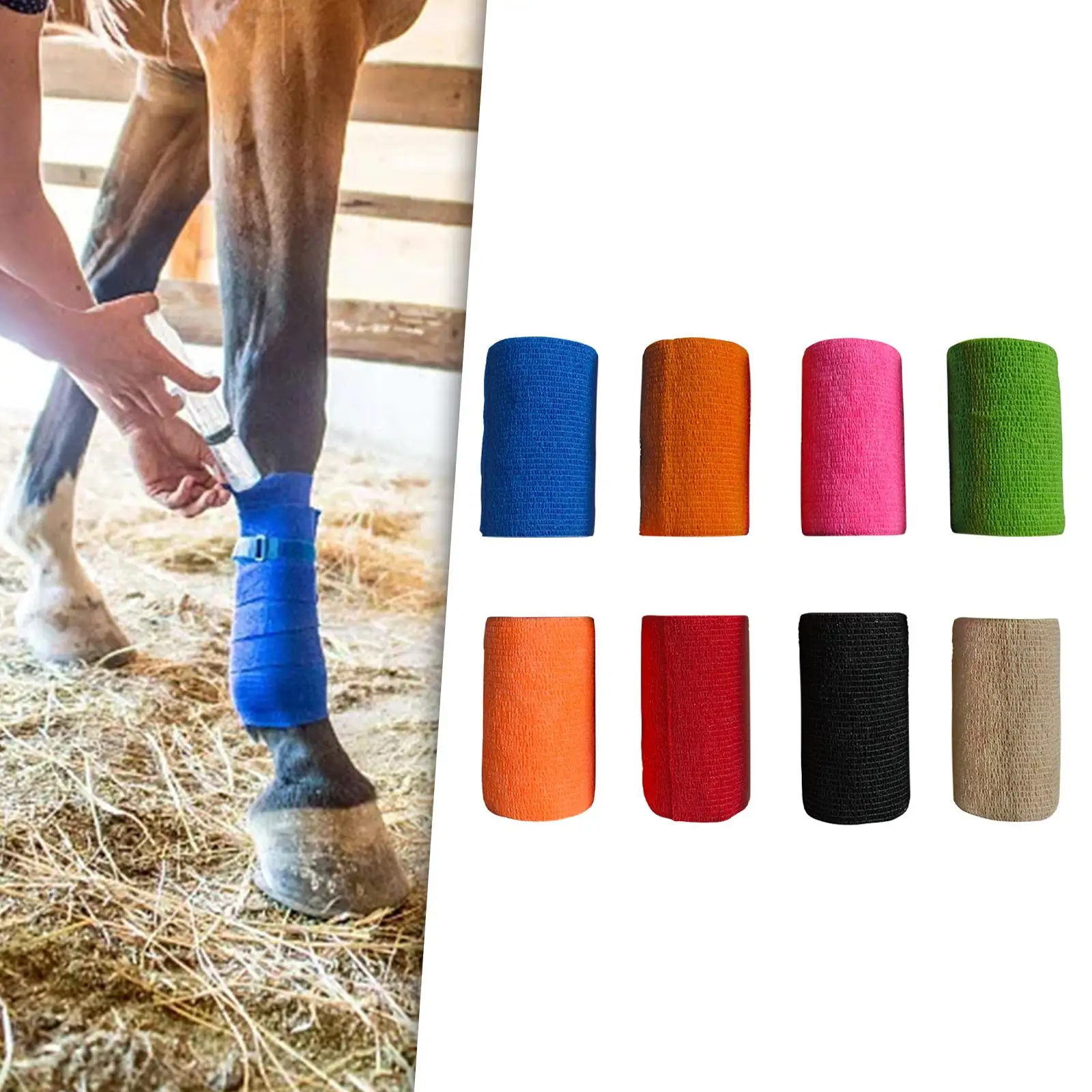 Vet Wrap for Horses Elastic 4 inch Wide Horse Leg Wrap for Pet Horses Wrist 3
